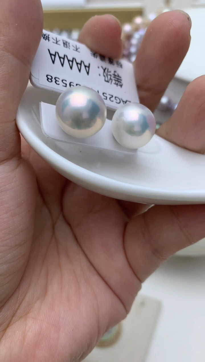 银S925镶嵌耳饰淡水珍珠w58 