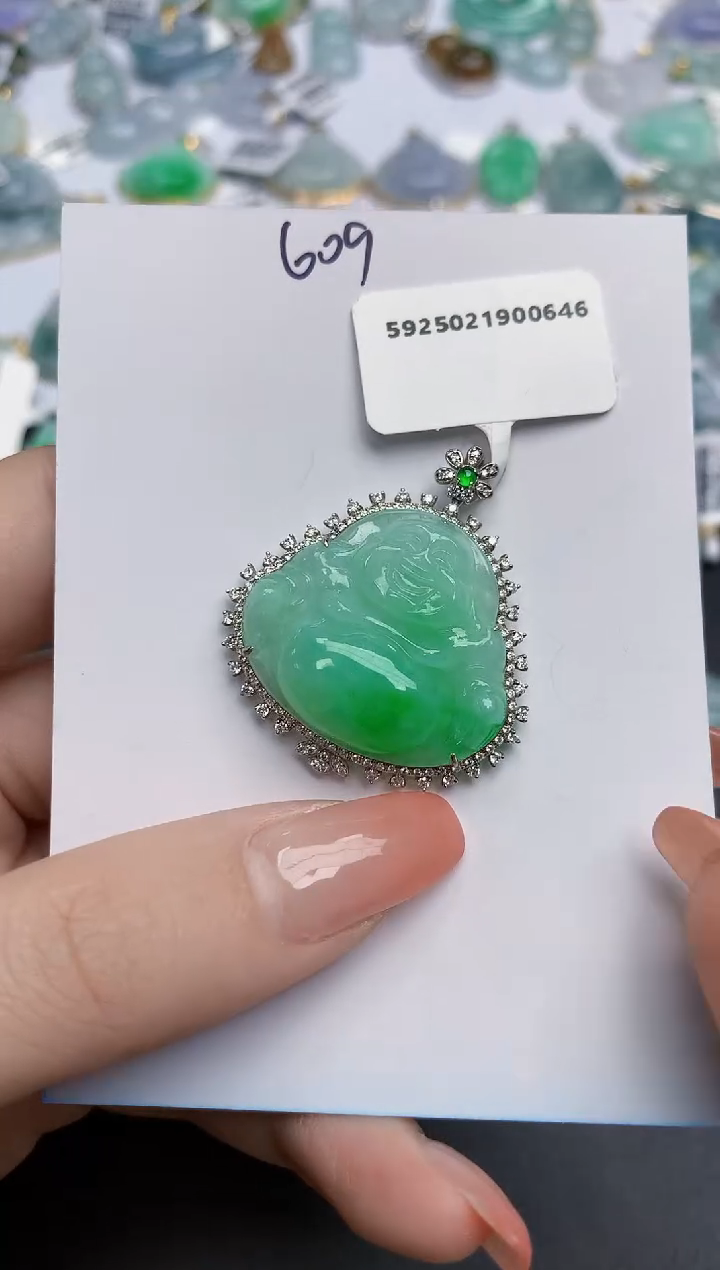 【闪购商品】翡翠颈饰18K金镶嵌天然缅甸翡翠A货