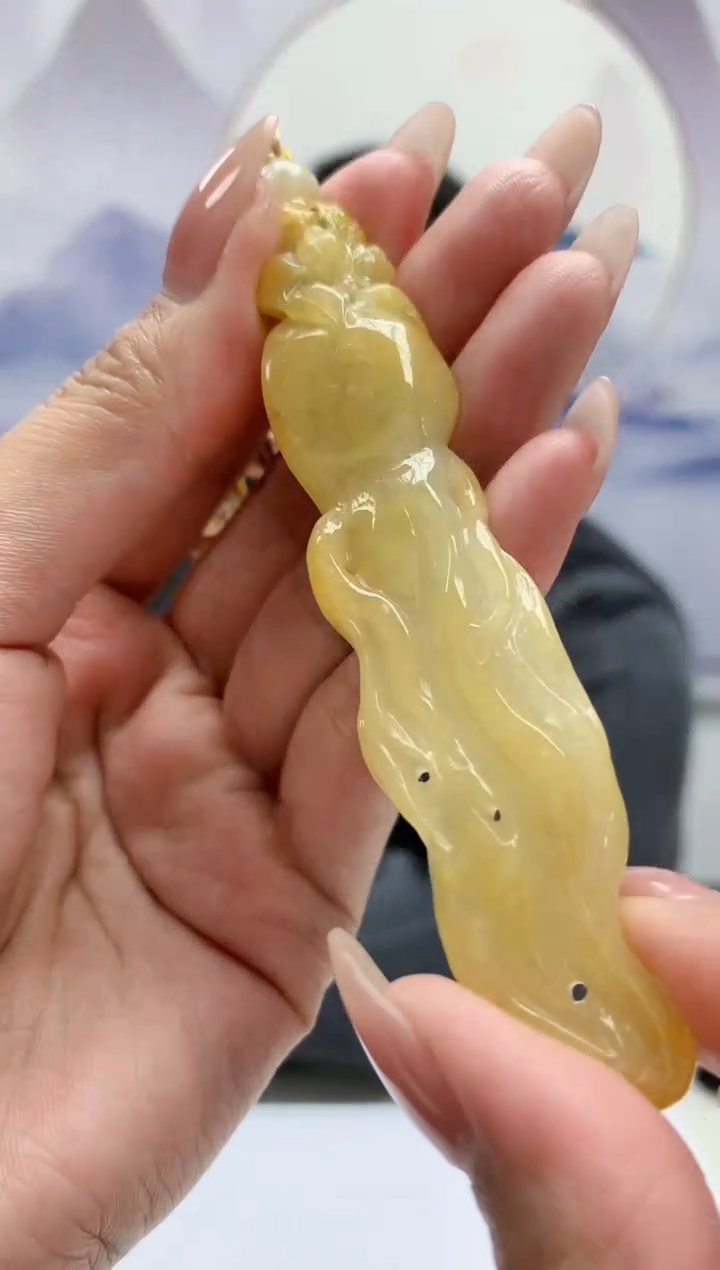 【闪购商品】定制翡翠未镶嵌5060MM-毛货挂件22