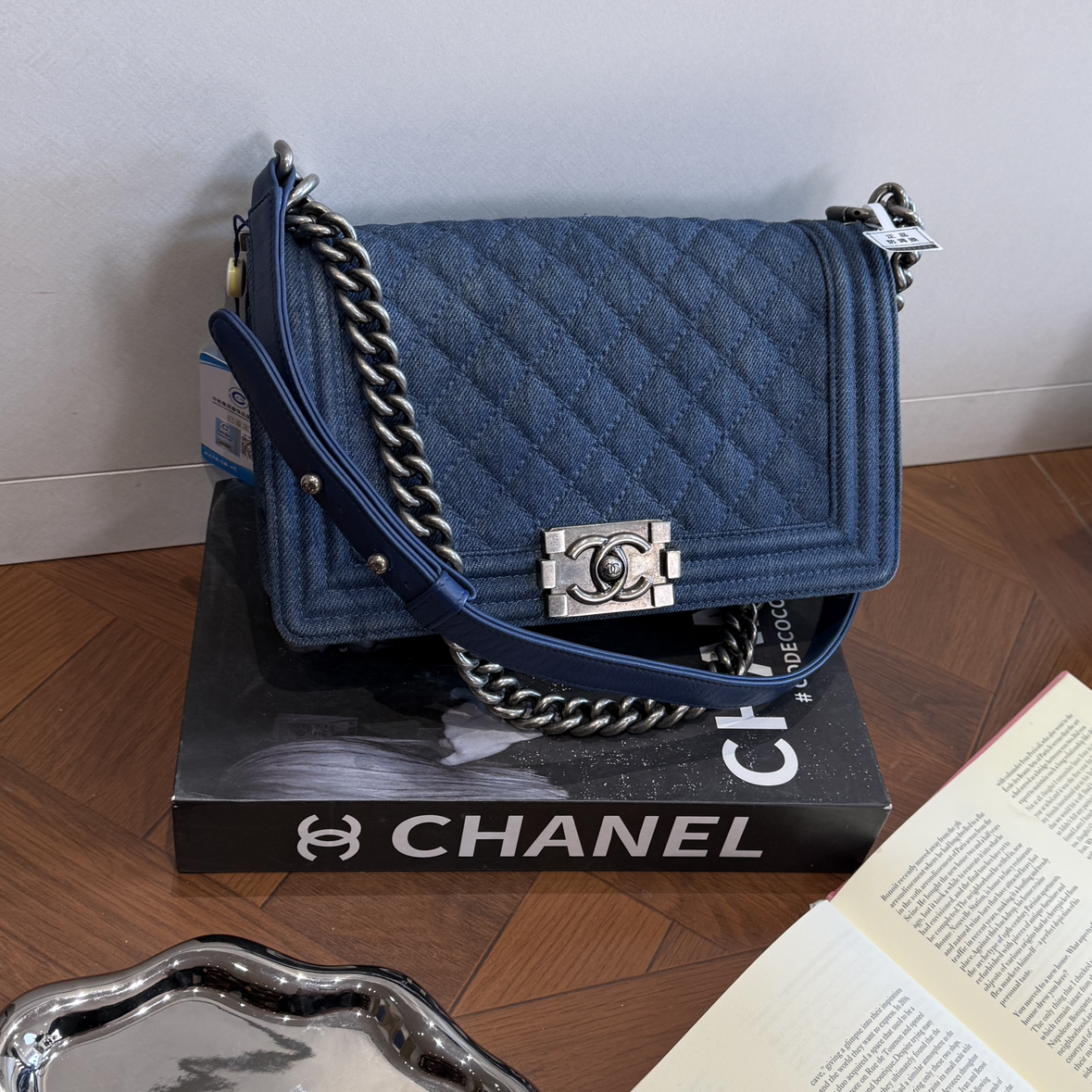 95新 Chanel/香奈儿 leboy 牛仔 中号 银链 17开 单肩包斜挎包