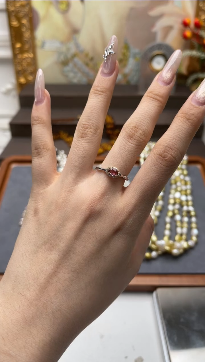 【闪购商品】碧玺戒指银S925镶嵌aj4258