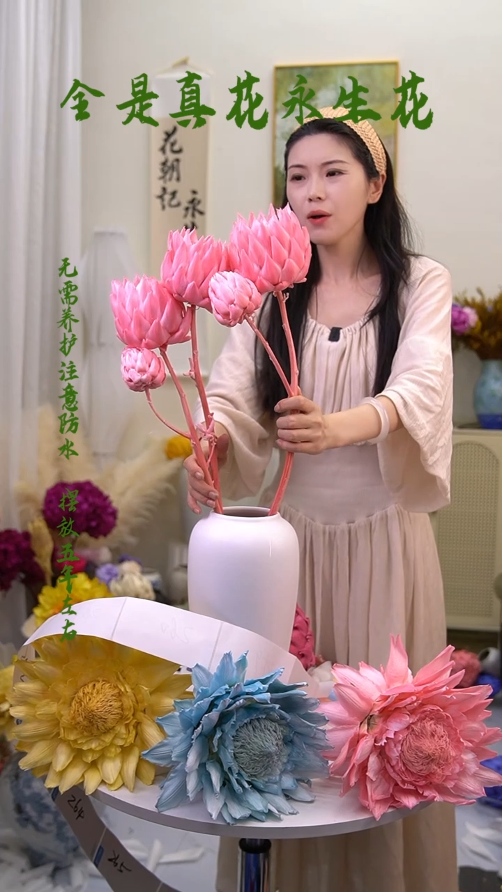 永生洋蓟5个头粉色微瑕258