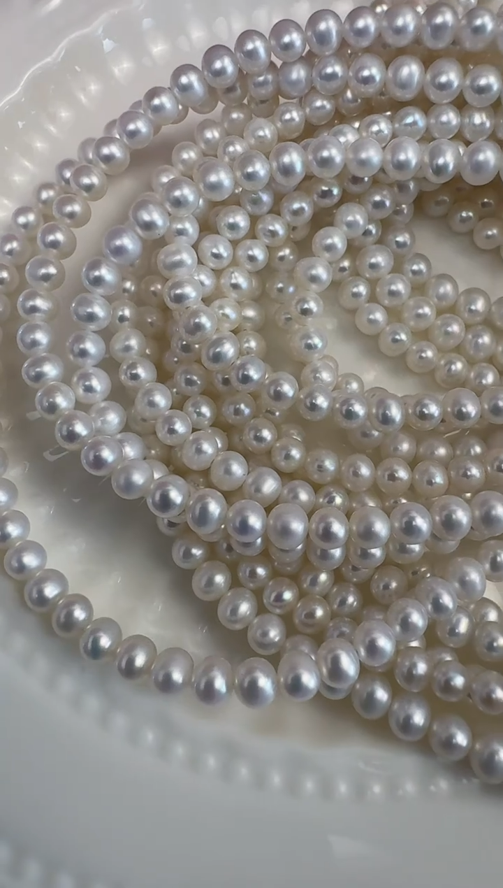 未镶嵌裸珠一条淡水珍珠3-4mm 小米珠