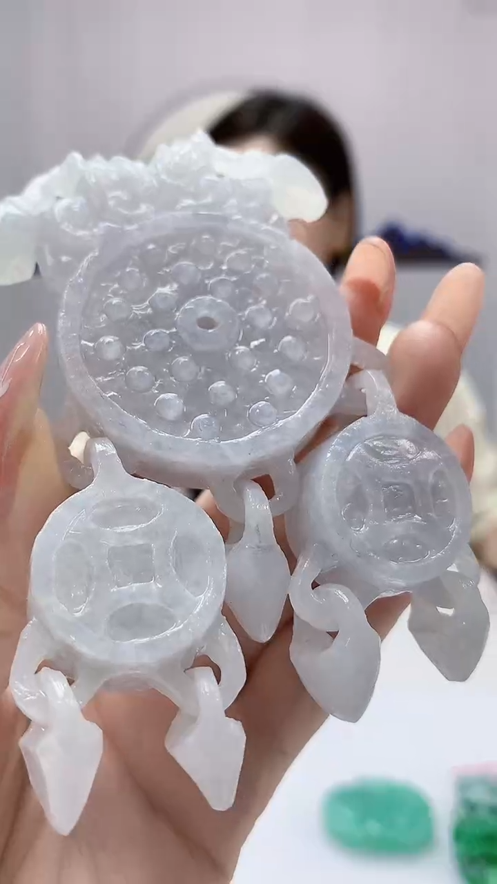 【闪购商品】定制翡翠未镶嵌4829DD-毛货挂件配龙门架36
