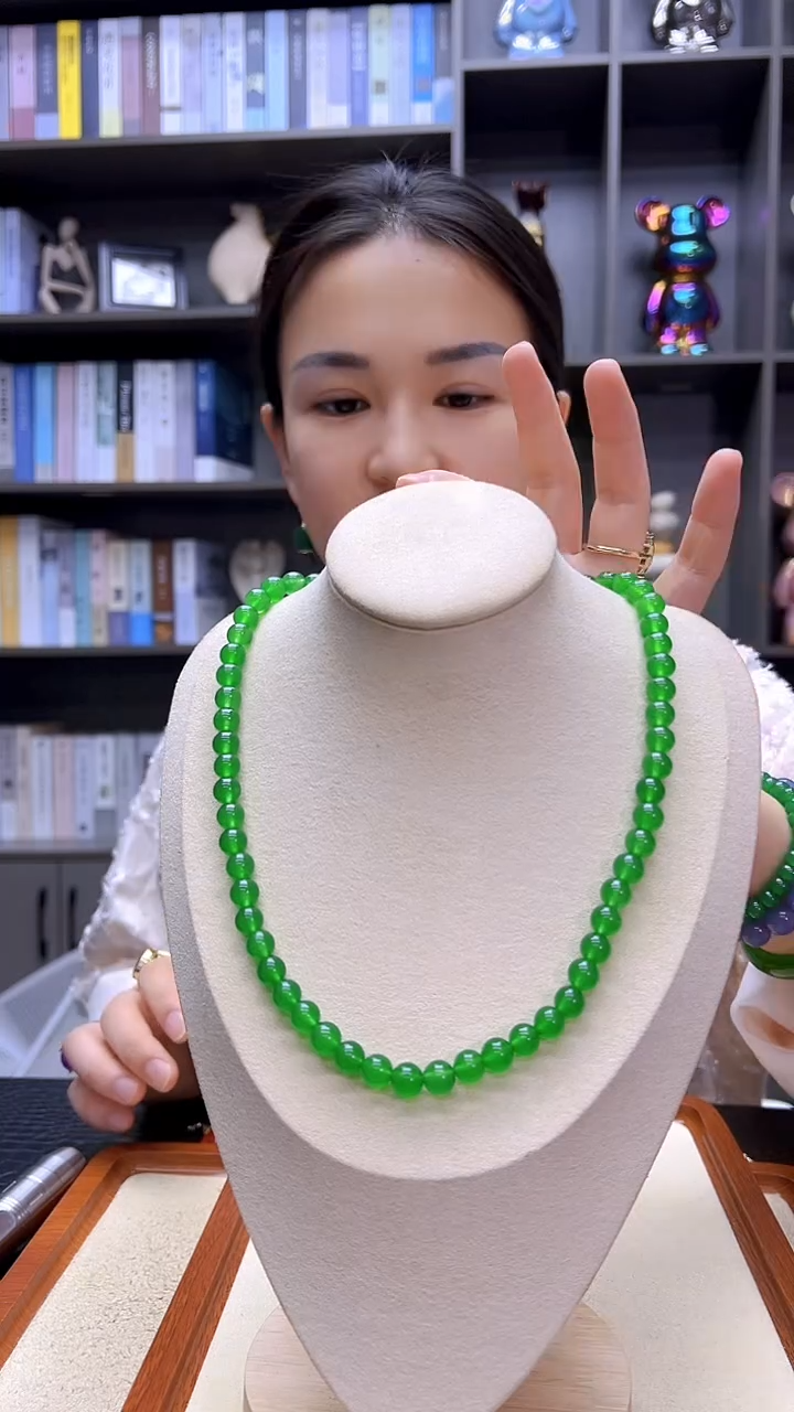翡翠14K金镶嵌颈饰丹丹diy劲饰8mm项链