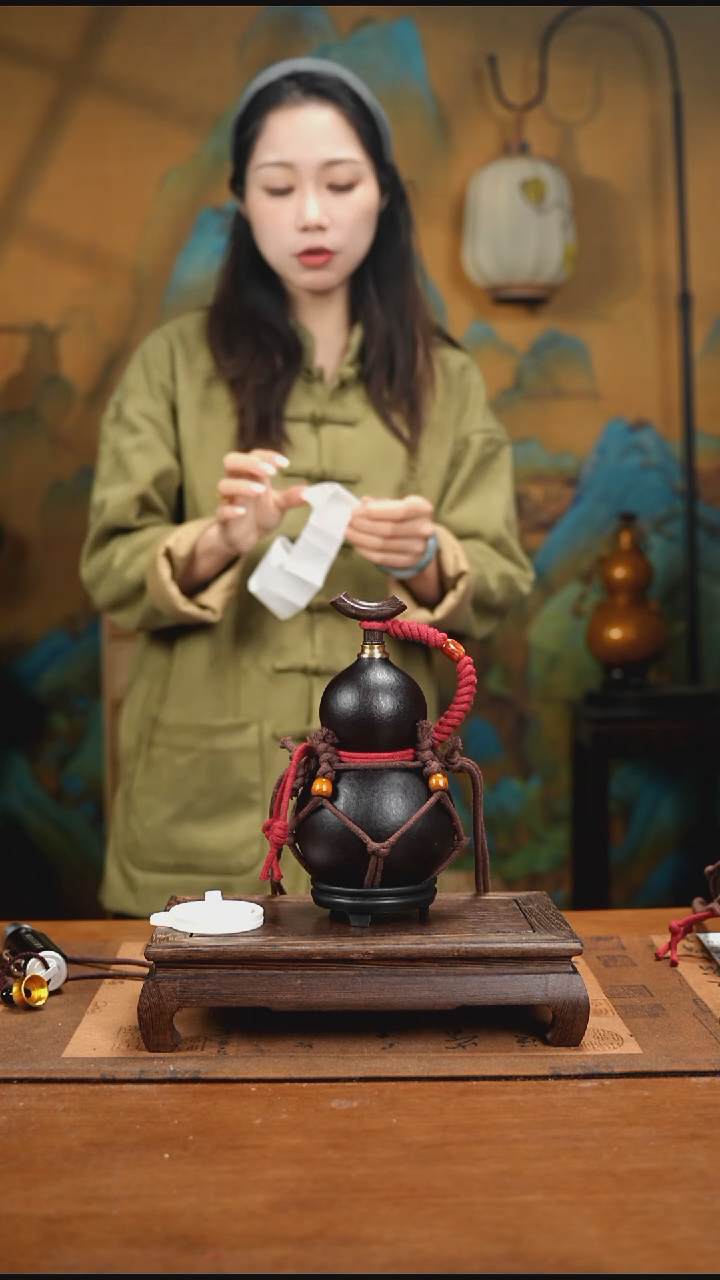 YM095复古网兜款天然酒葫芦（一物一拍）