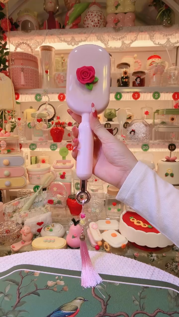 玫瑰花梳子粉色——手工制作品质好！