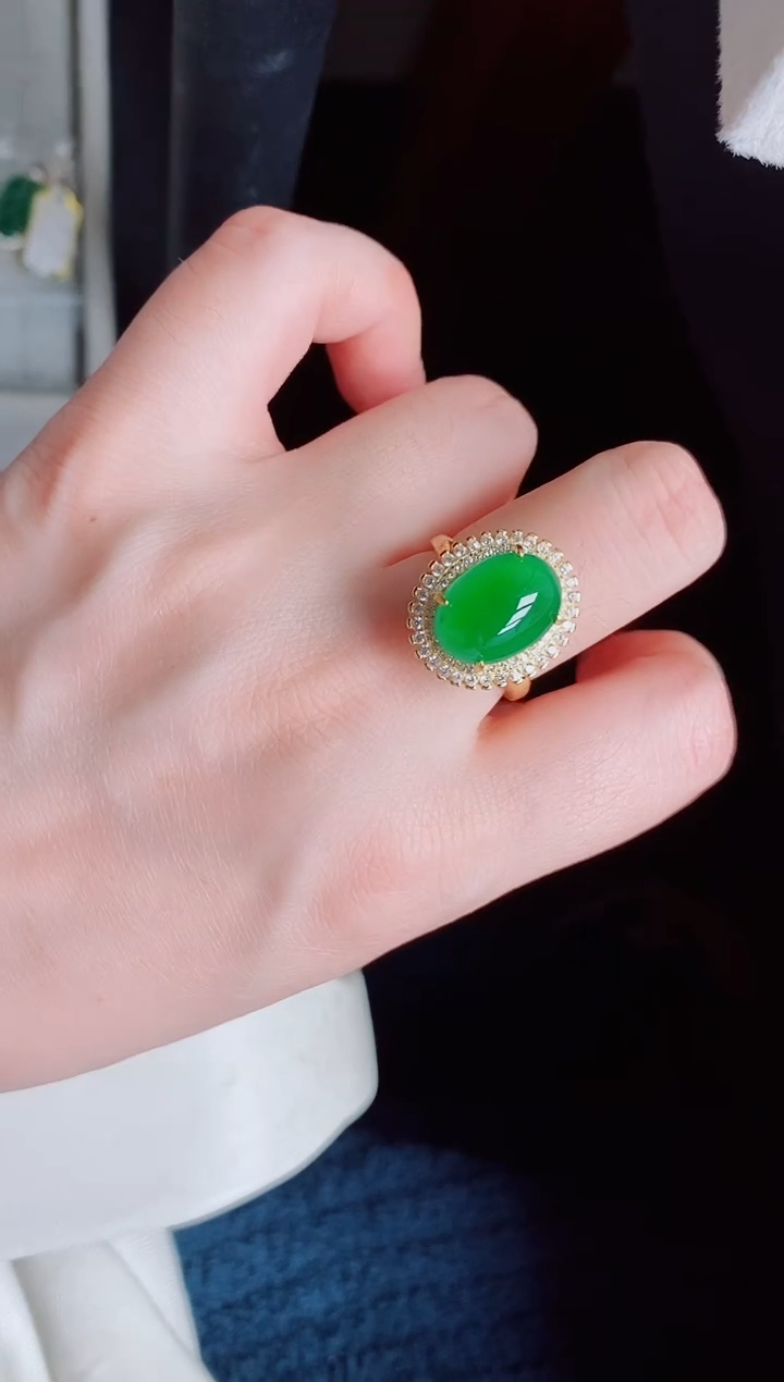 【闪购商品】翡翠戒指银S925镶嵌天然a货翡翠221