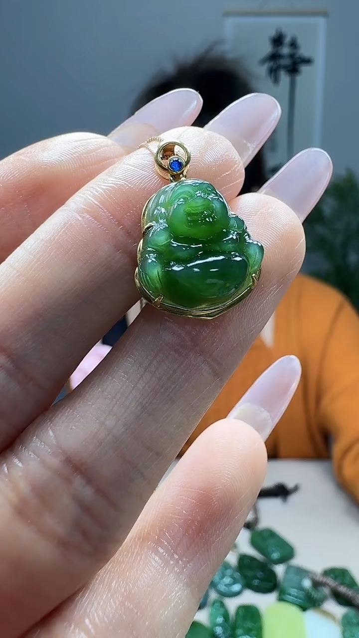 吊坠(不含链)18K金镶嵌和田玉1