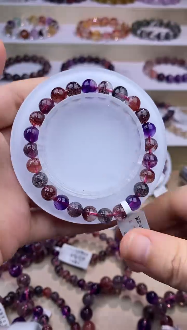 水晶手链未镶嵌黑加仑超七单圈7m+