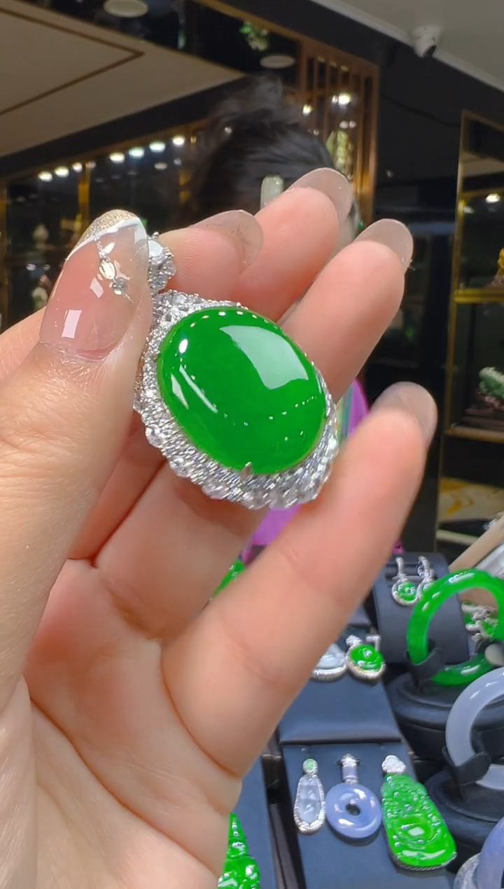 翡翠银S925镶嵌吊坠(赠链)009（多样性发其一）