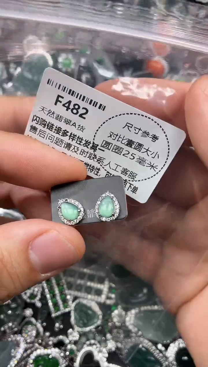 颈饰未镶嵌翡翠F482耳钉