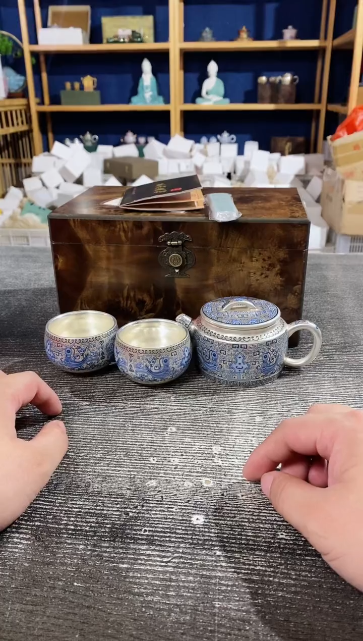 【闪购商品】其他周鸿杰天命玄鸟鎏银汉瓦壶+2杯