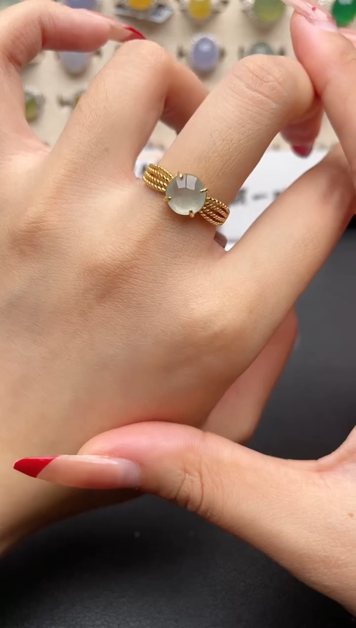 【闪购商品】翡翠戒指银S925镶嵌一物一证一礼盒