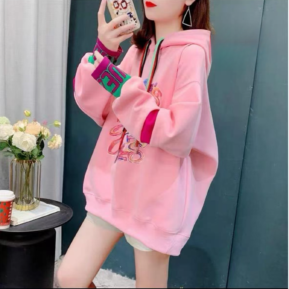 歌如虹品牌  潮流重工刺绣时尚（特定升级面料）加绒加厚卫衣（342）