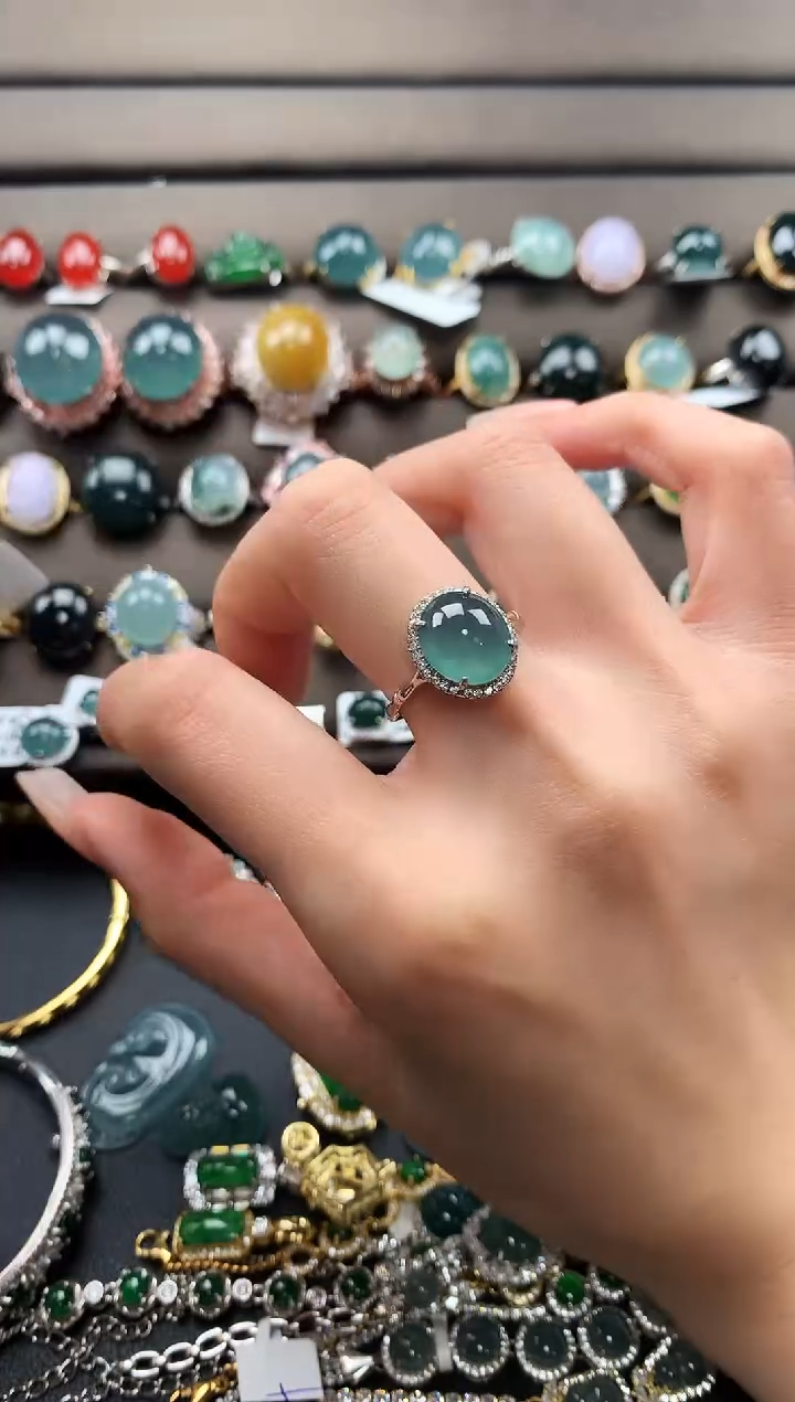 【闪购商品】翡翠戒指银S925镶嵌4376586