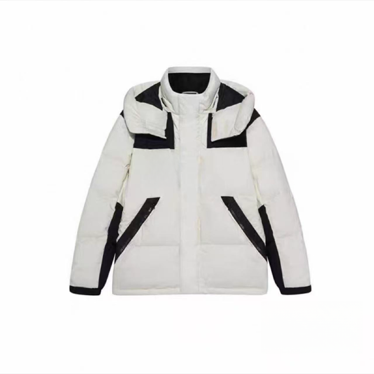 6725冬季保暖立领连帽徽章羽绒服