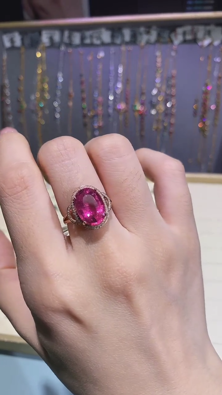 【闪购商品】碧玺戒指18K金镶嵌戒指