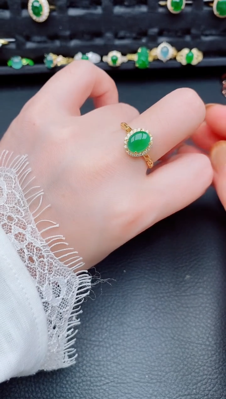 【闪购商品】翡翠戒指银S925镶嵌天然a货翡翠272
