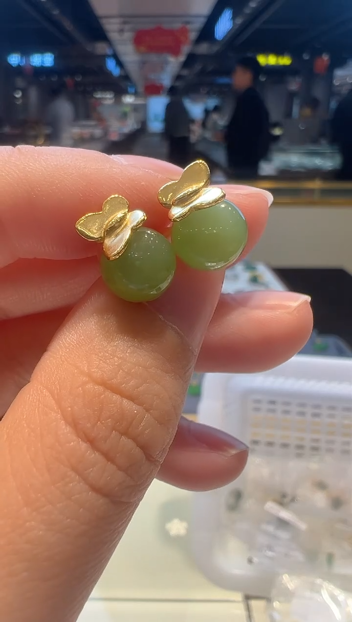 【闪购商品】和田玉耳饰银S925镶嵌05