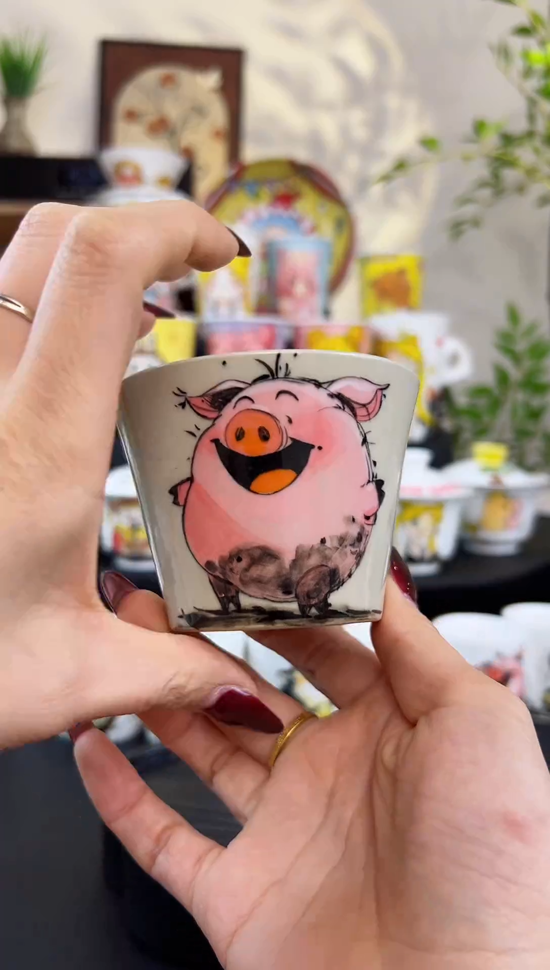 【闪购商品】摆件笙笙漫 手工手绘陶瓷杯杯