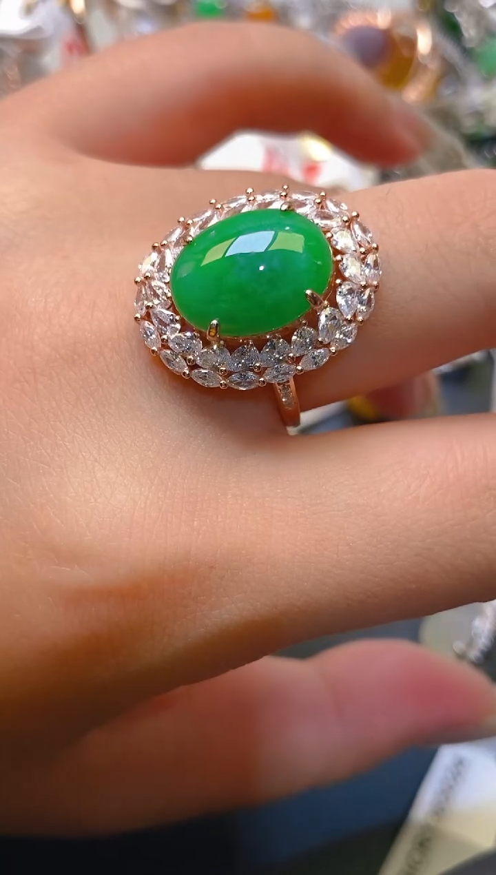 【闪购商品】翡翠耳饰银S925镶嵌天然A货翡翠1