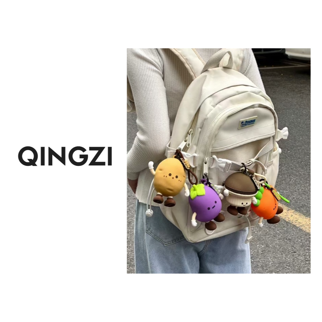 Q版大叔新款环保硅胶立体蔬菜系列迷你收纳包 趣味蓝牙耳机零钱包