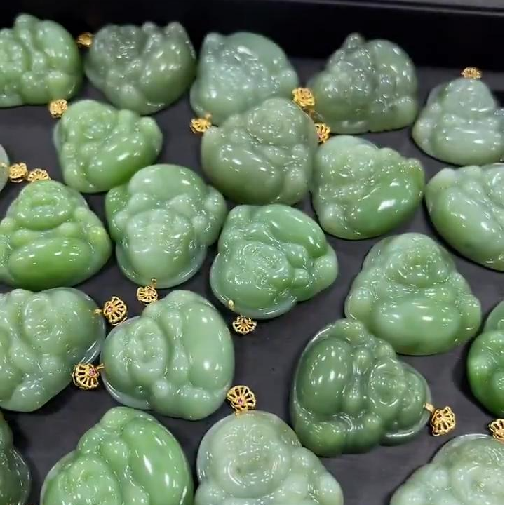 【老郑家】18K金镶和田玉佛公吊坠(多样性发1件)  不带链