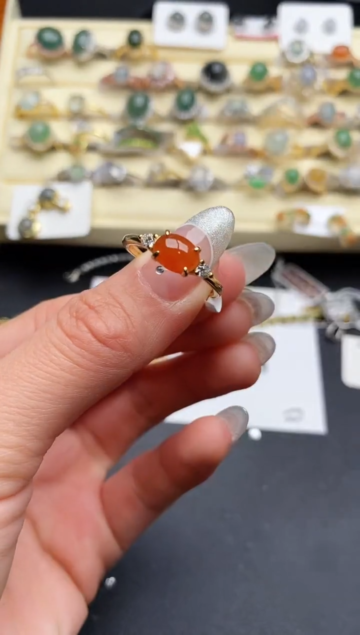 【闪购商品】翡翠戒指银S925镶嵌777777777+9