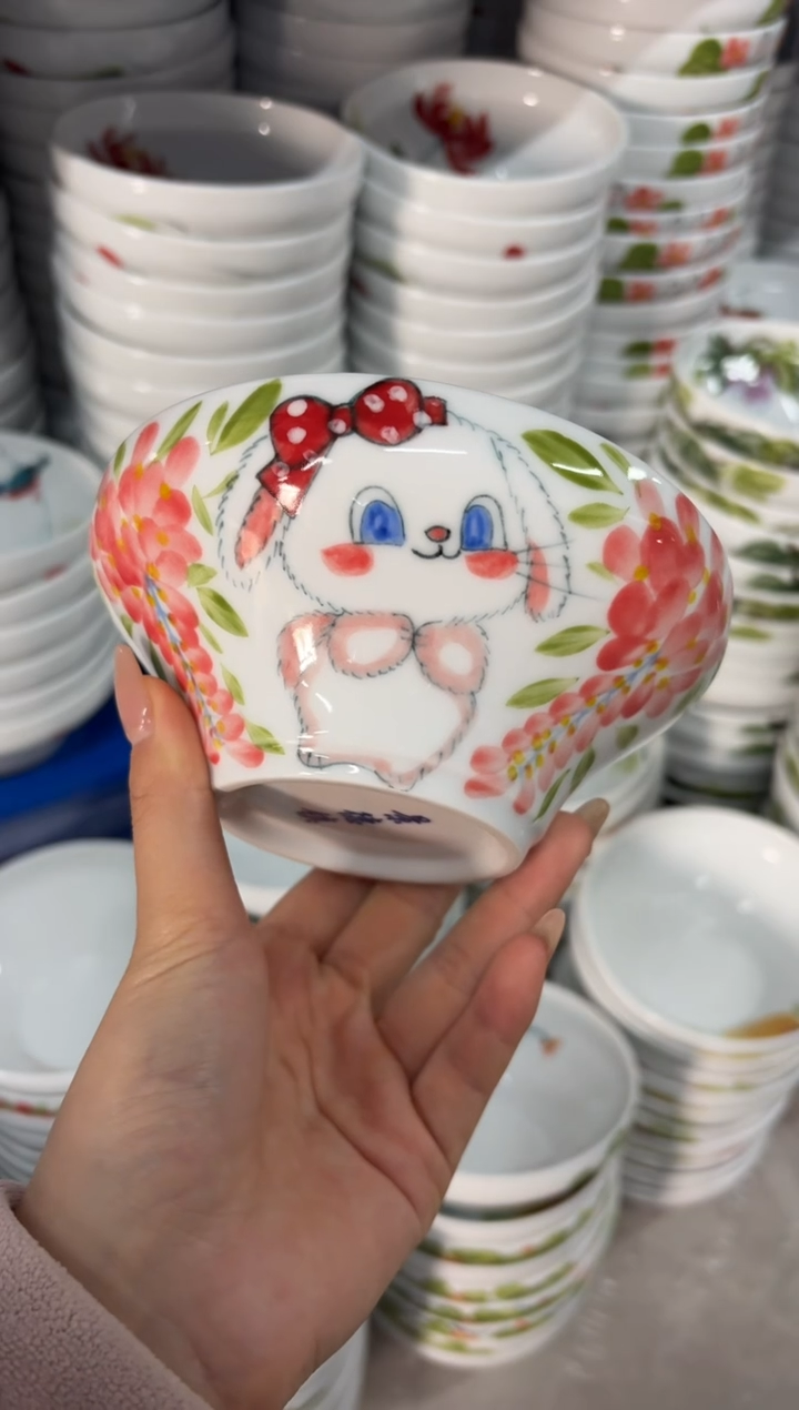 瓷片景德镇高温陶瓷食品级手绘釉中彩-葫芦碗