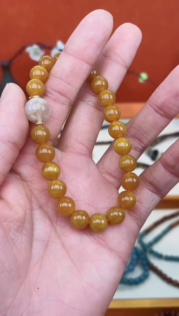 【闪购商品】蜜蜡手链未镶嵌08老蜡单圈手串