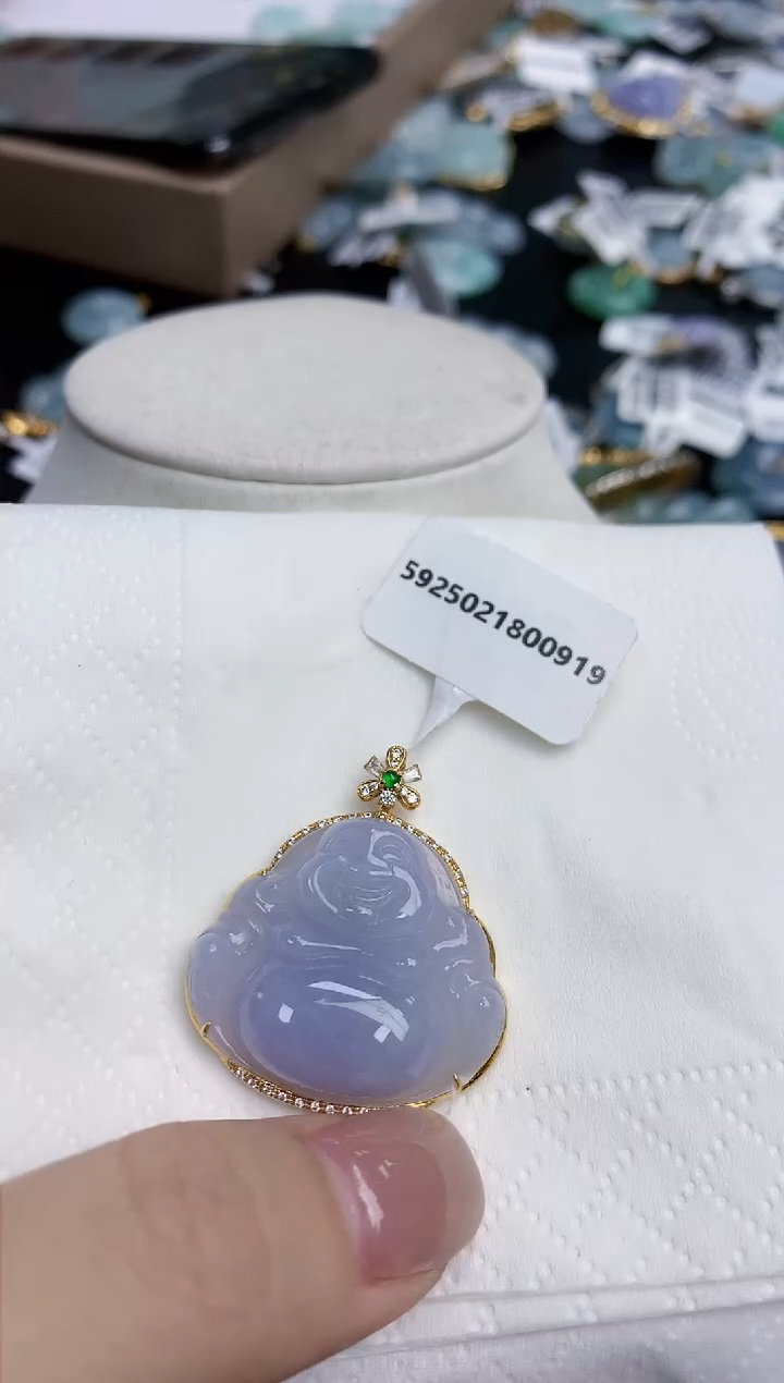 【闪购商品】翡翠颈饰18K金镶嵌天然缅甸翡翠A货