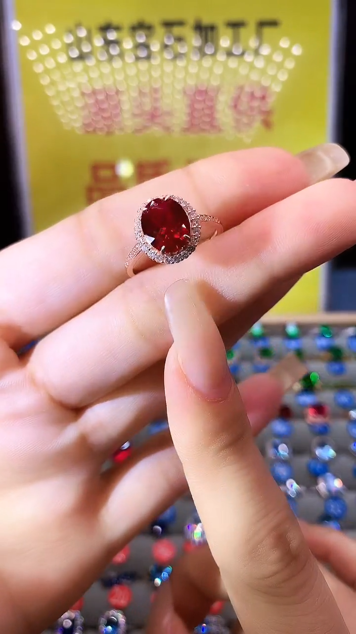 红宝石戒指银S925镶嵌.......