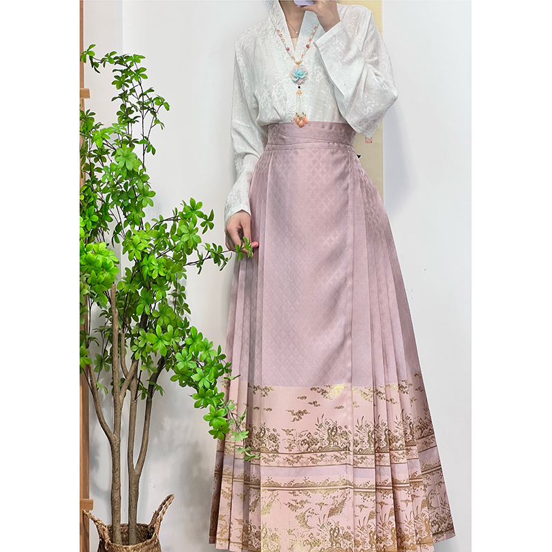 云鹤粉色马面裙L