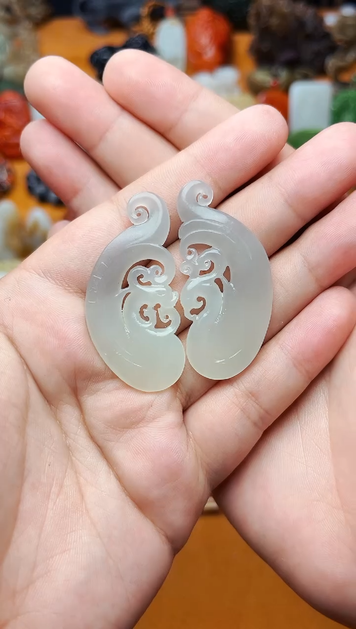 【闪购商品】和田玉颈饰未镶嵌龙凤一对