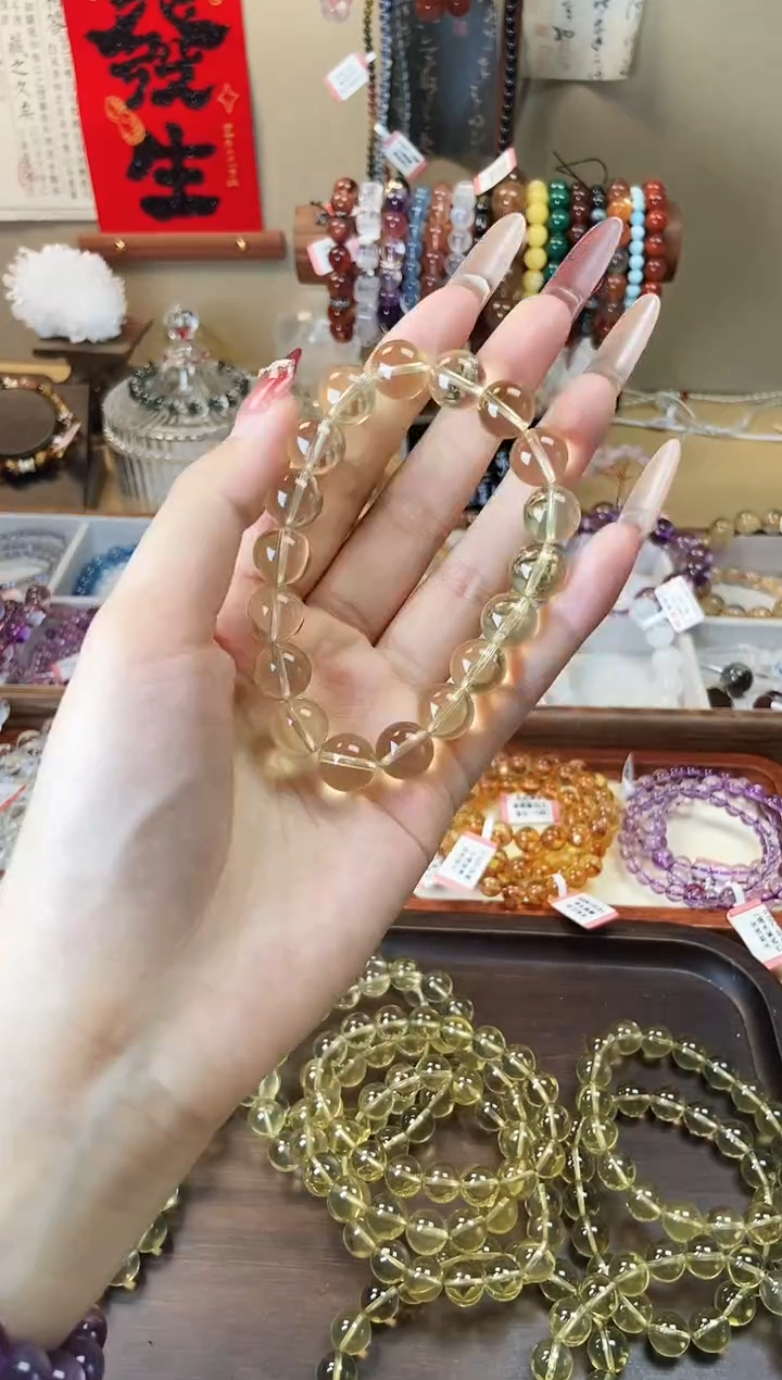 【闪购商品】水晶手链未镶嵌啤酒黄水晶12mm