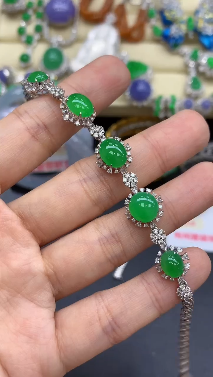 18K金镶嵌手链翡翠745-中国好珍宝