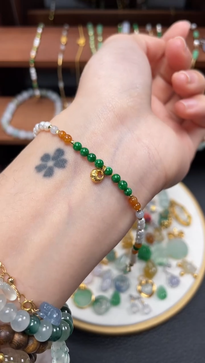 【闪购商品】翡翠套链18K金镶嵌一个  JK508