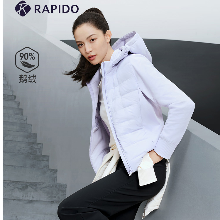 Rapido25秋冬女士休闲运动连帽90%鹅绒羽绒服CP5938X01雳霹道