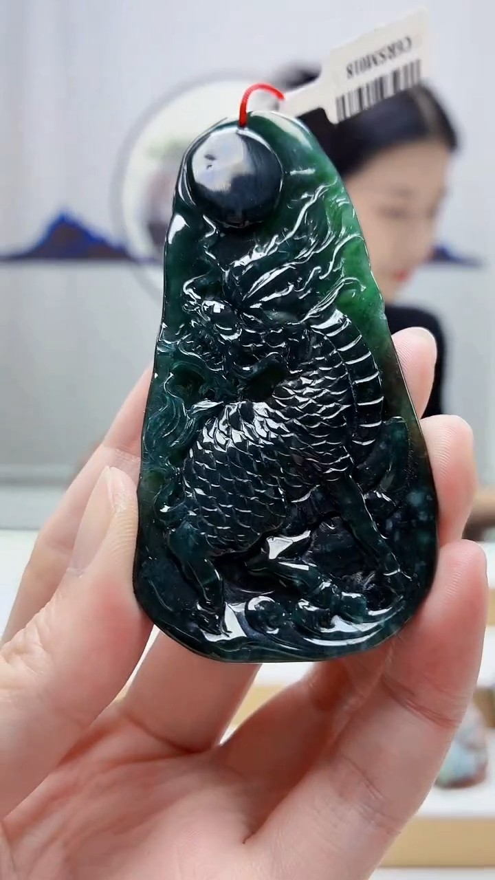 未镶嵌定制翡翠4812zm-毛货挂件龙牌35