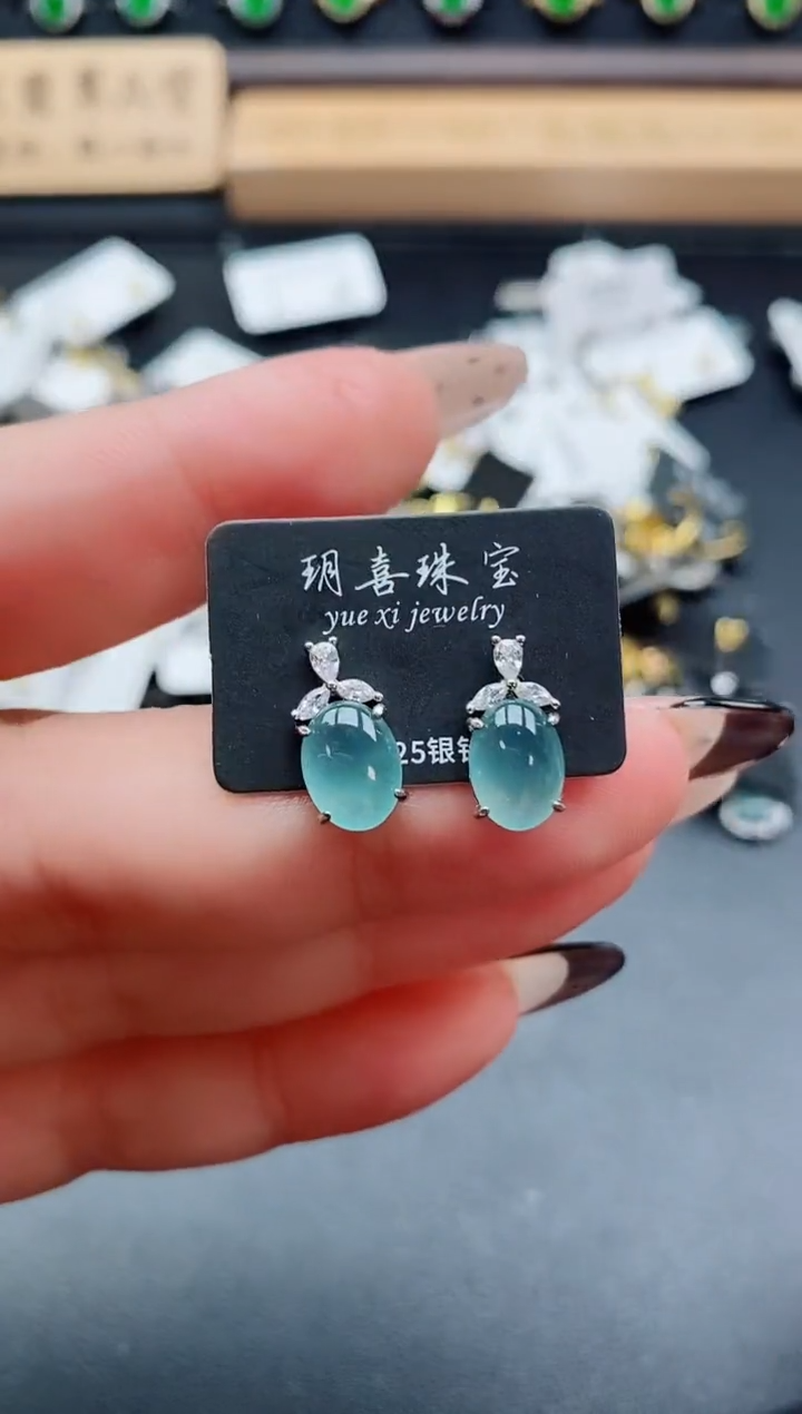 银S925镶嵌戒指翡翠1