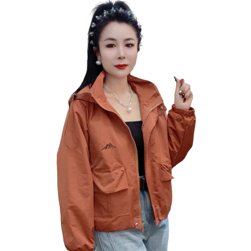 莉丽佳277款女装秋季长袖连帽抽绳带内衬短外套时尚洋气休闲百搭0