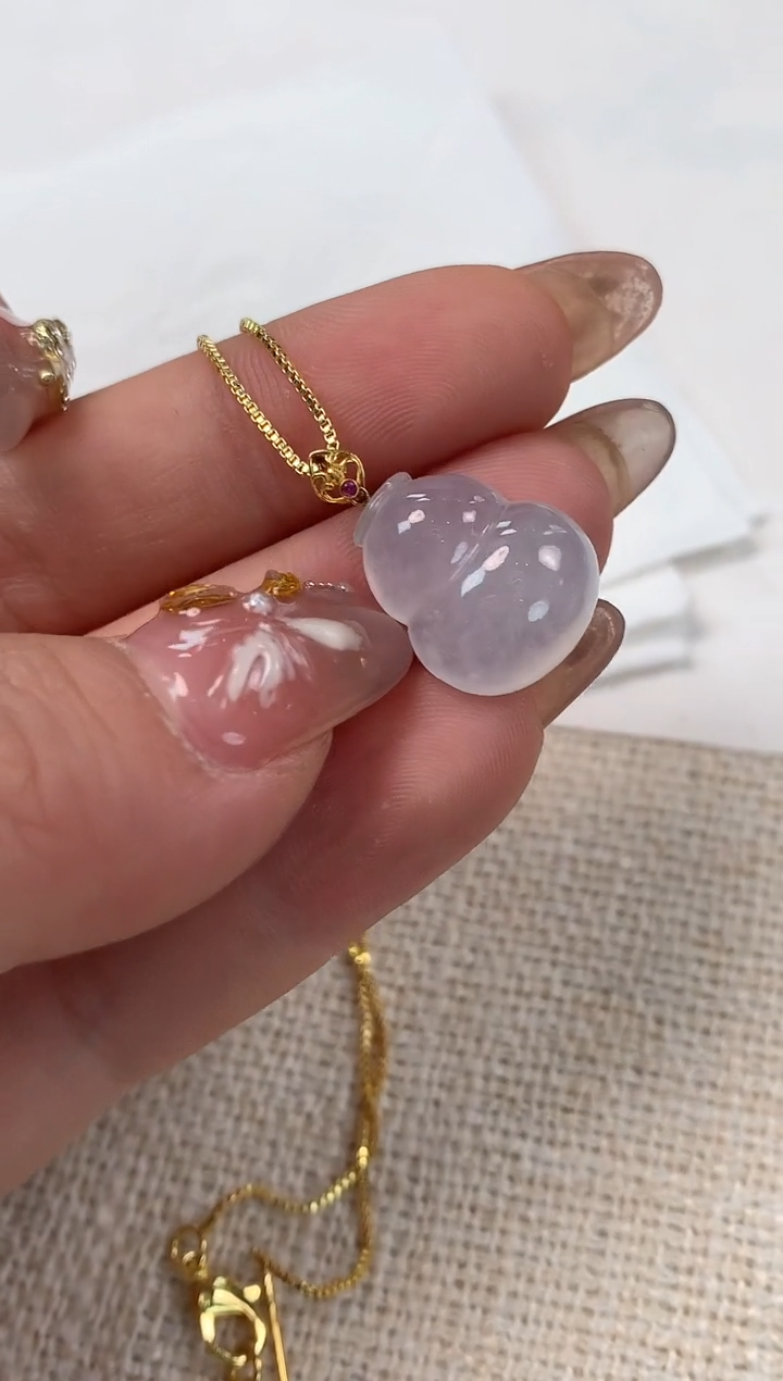 【闪购商品】翡翠吊坠(不含链)18K金镶嵌葫芦