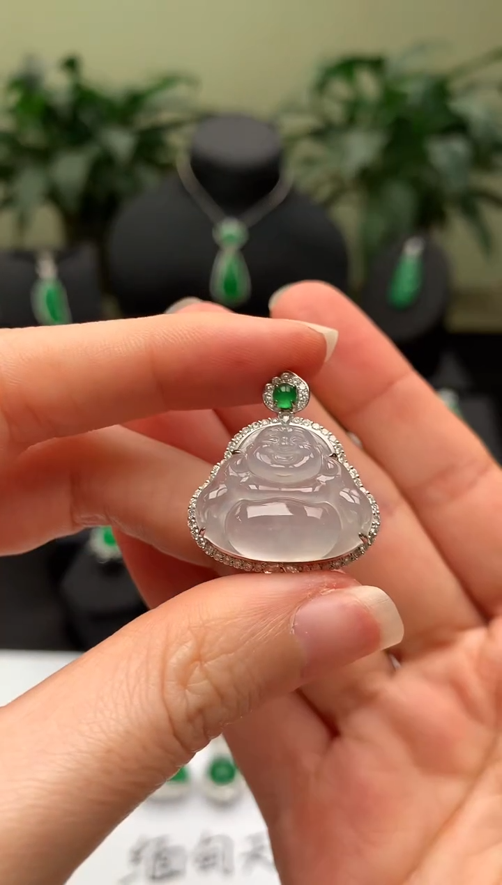 【闪购商品】翡翠颈饰18K金镶嵌佛公