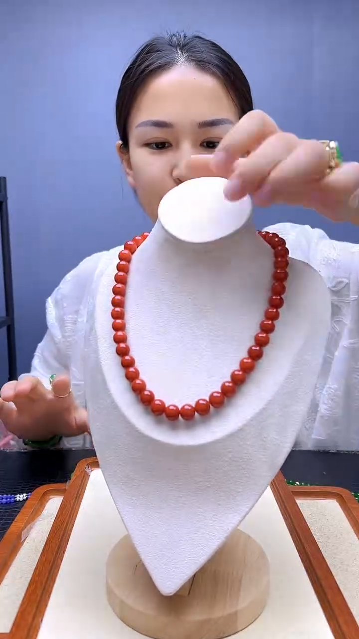 高货红色diy颈饰10mm项链