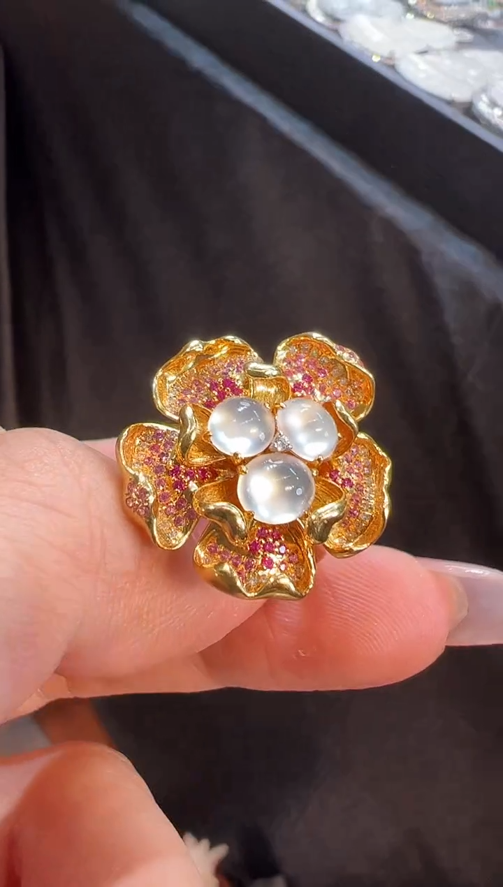 【闪购商品】翡翠戒指18K金镶嵌戒指