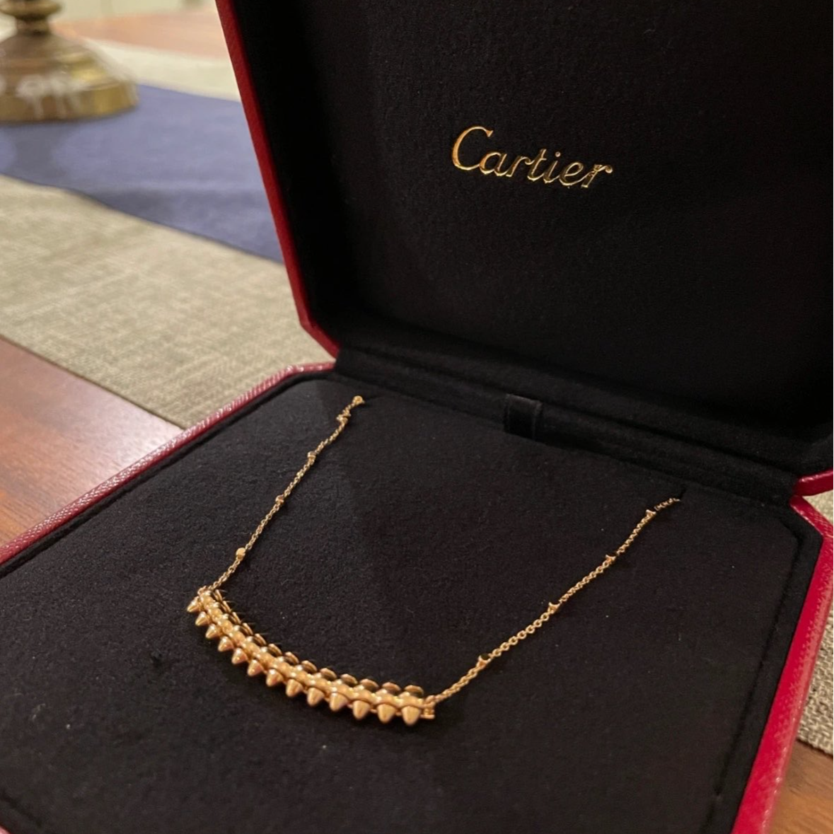 99新 Cartier/卡地亚 小花柳 铆钉款 小号 玫瑰金项链 