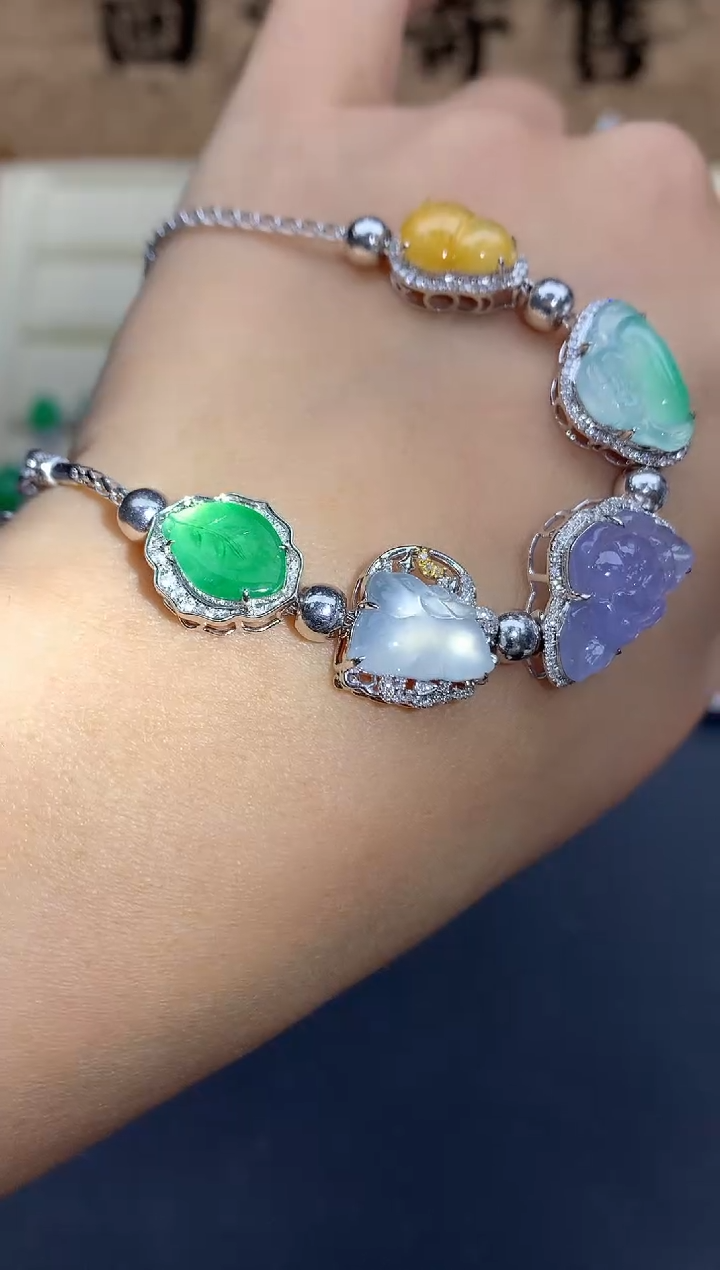 【闪购商品】翡翠手串18K金镶嵌705-中国好珍宝