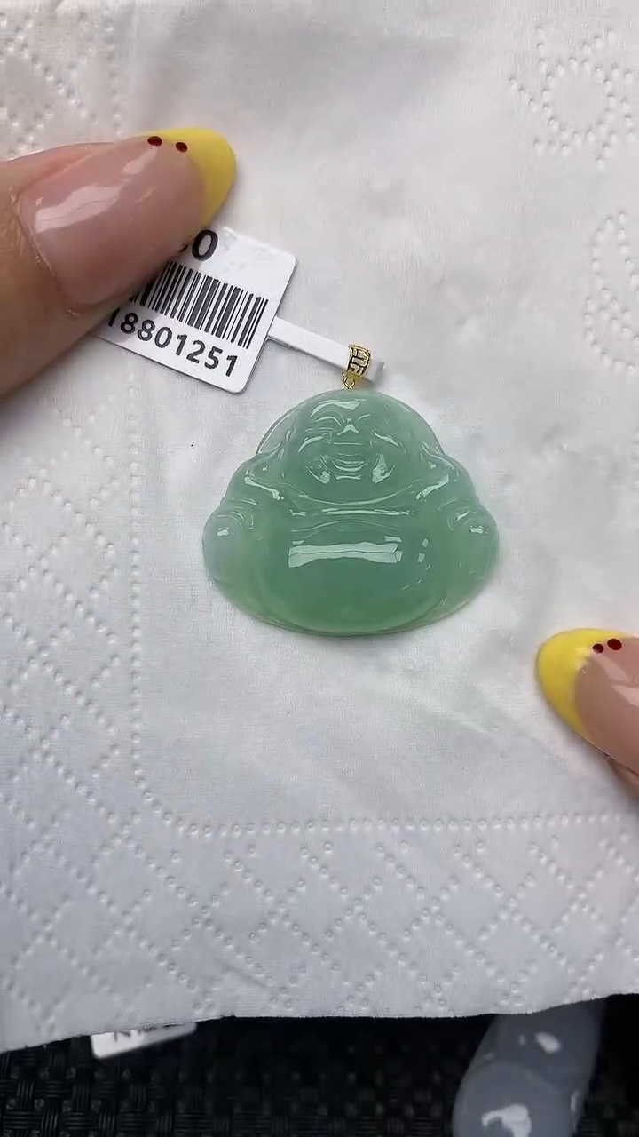 翡翠18K金镶嵌项链天然翡翠A货