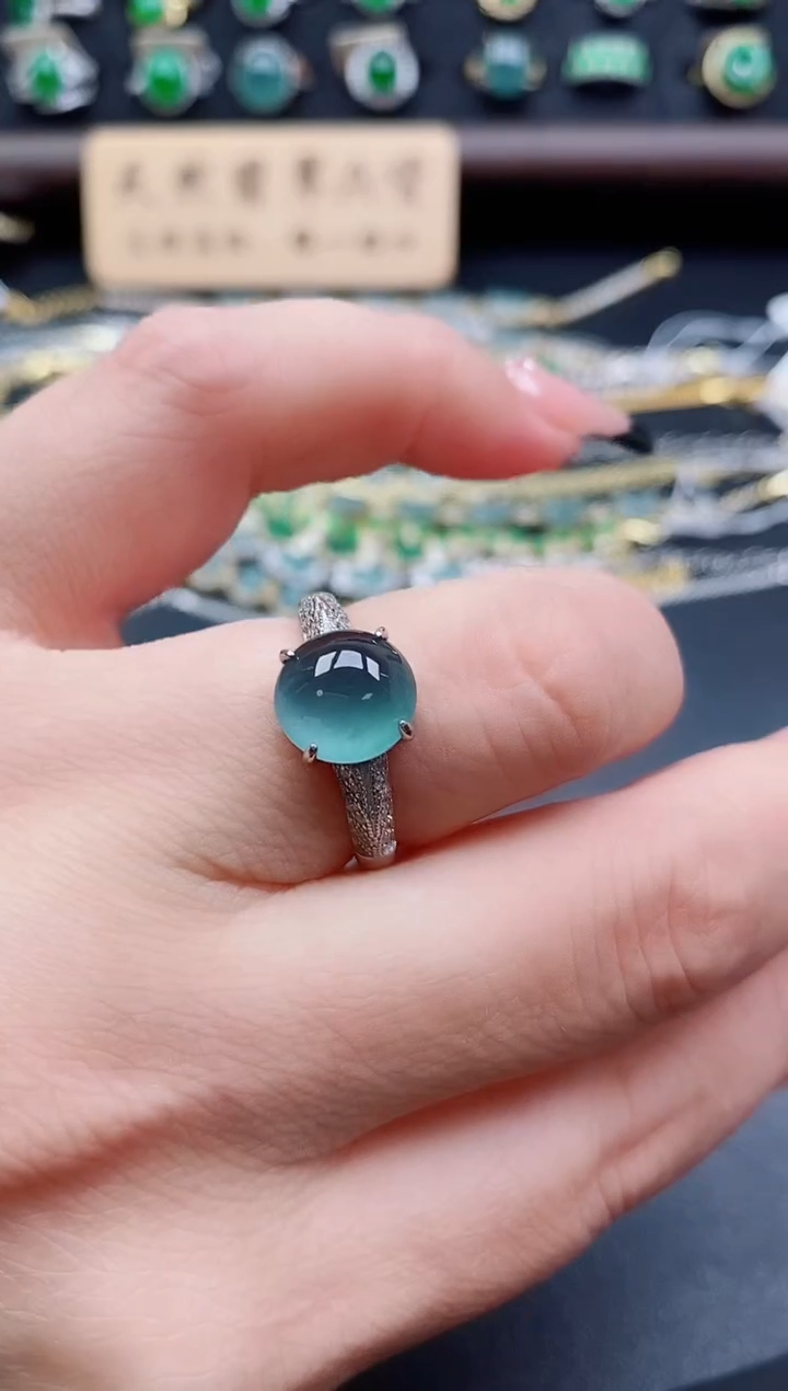 银S925镶嵌戒指翡翠1